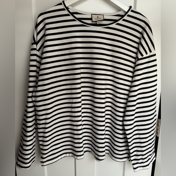 Tuckernuck Tops - Tuckernuck L Black and White Striped Nautical Long Sleeve Top Preppy Fisherman